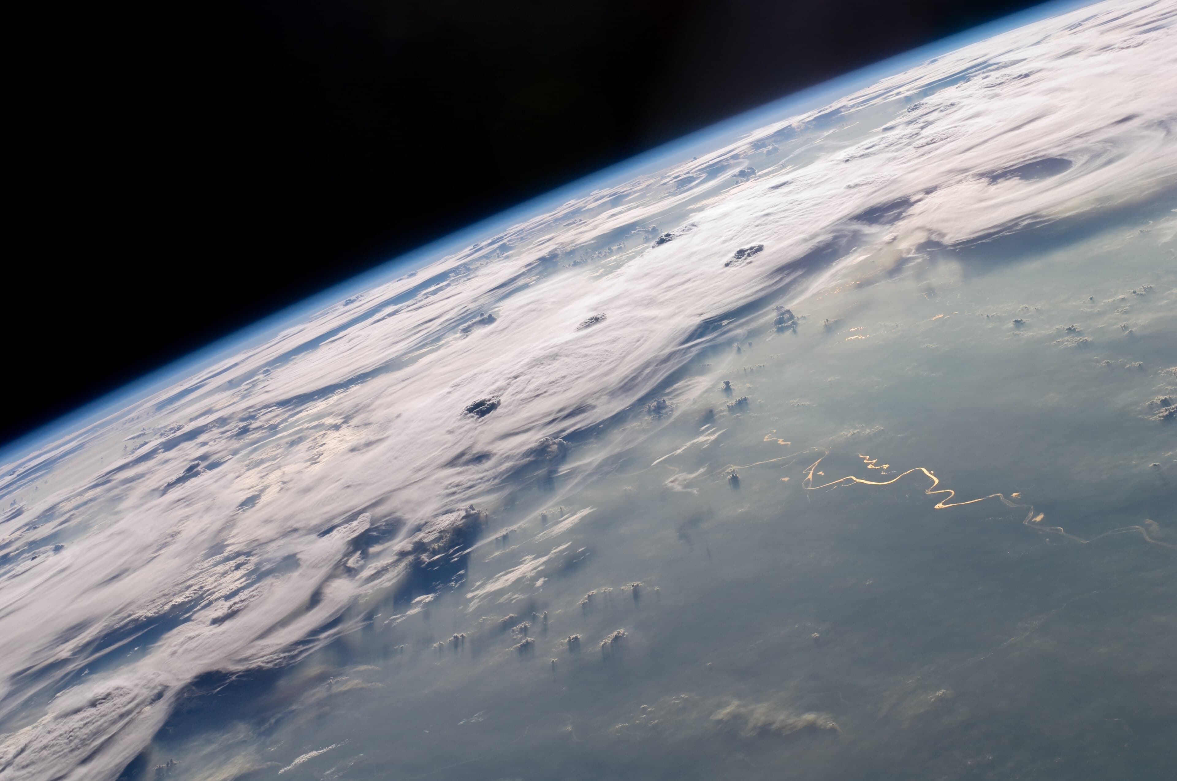 Earth's horizon and atmosphere viewed from orbit