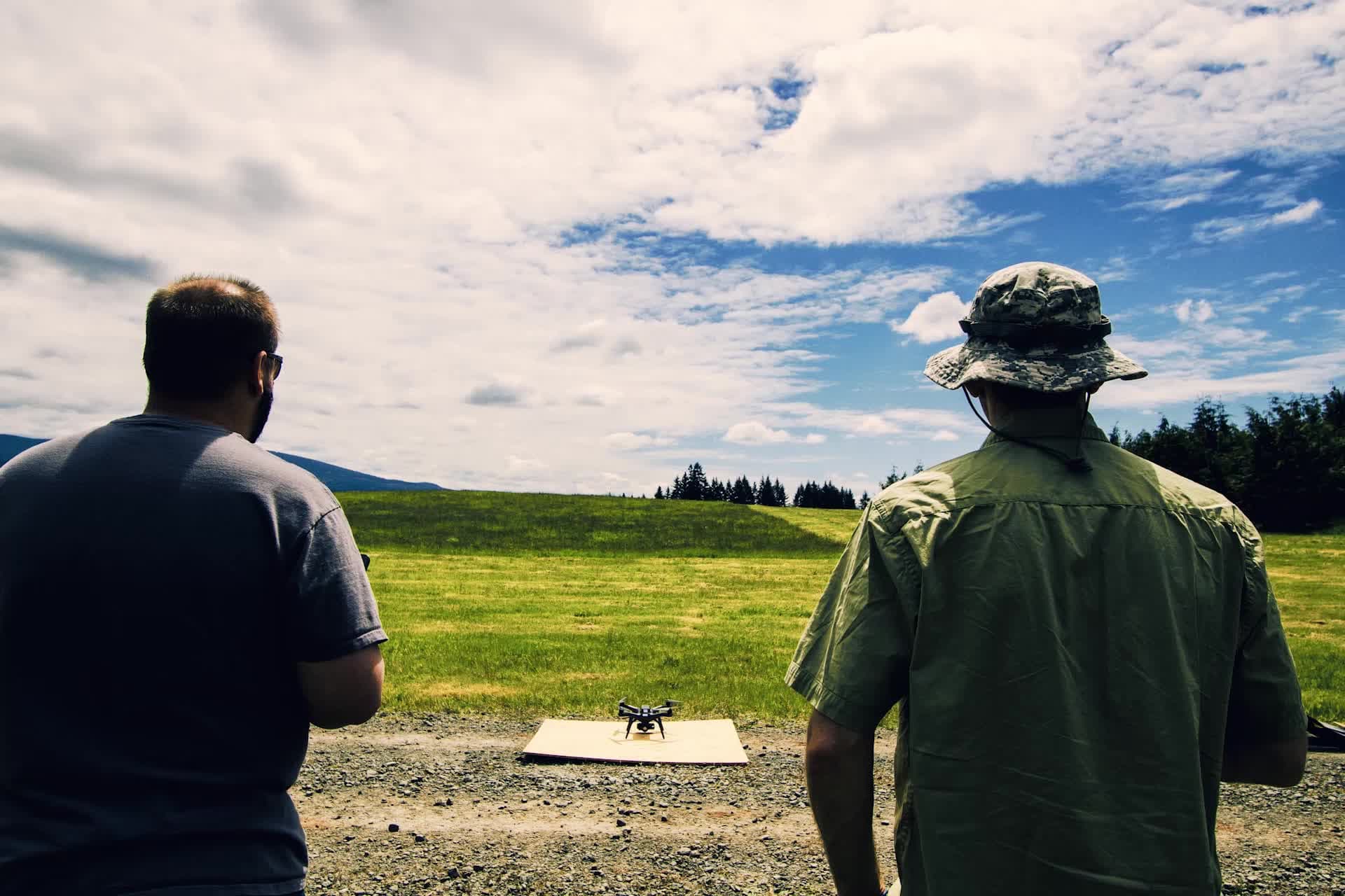 Drone conducting an aerial survey