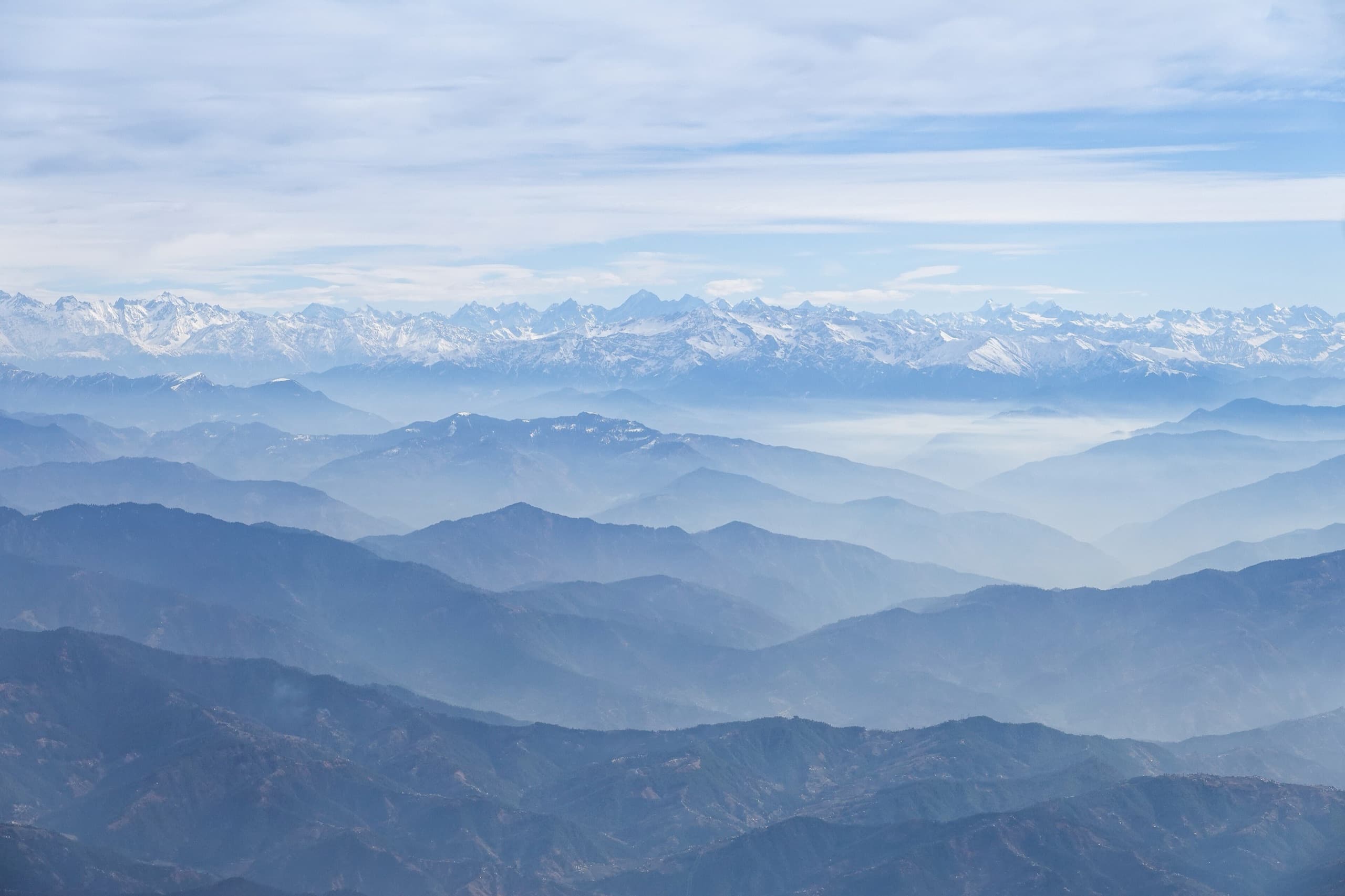 Aerial view of mountainous terrain
