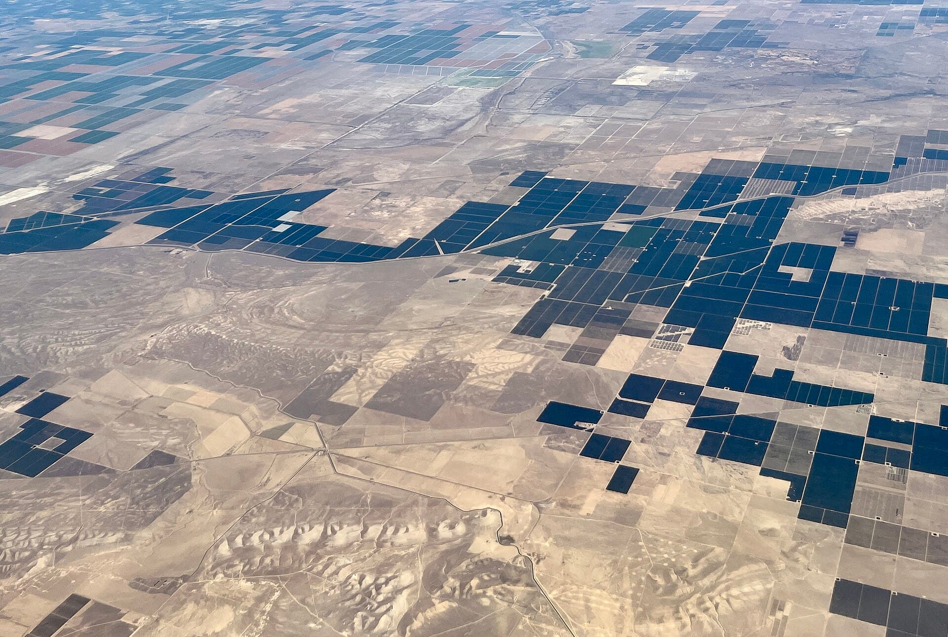 Aerial view of agricultural fields
