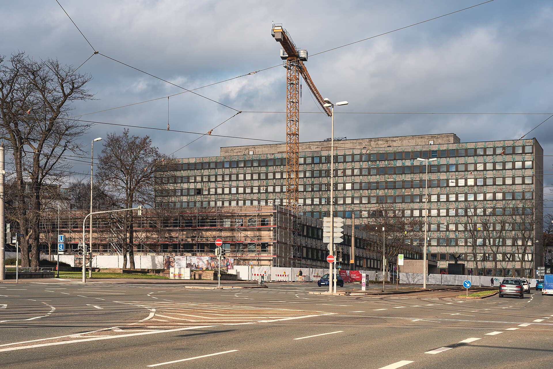 Construction site with tower cranes